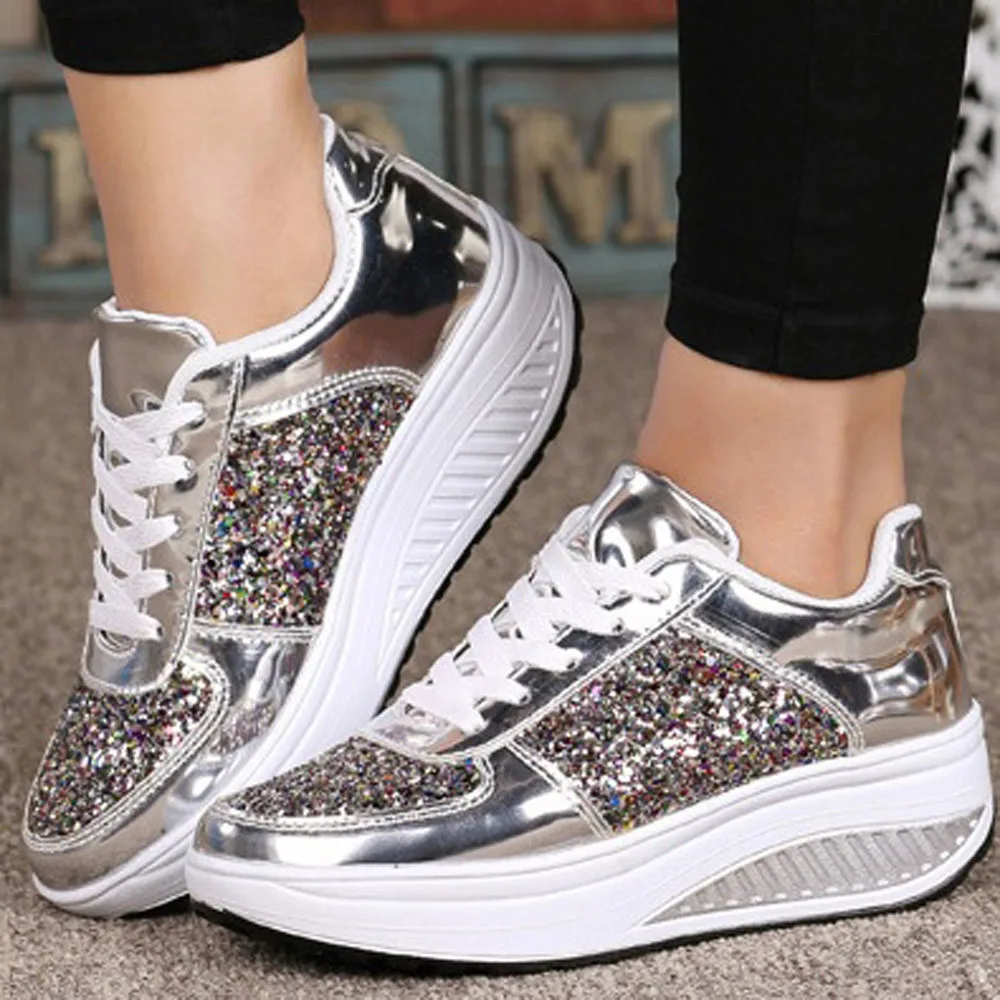 Sequin Wedge Sneakers - Sporty & Stylish! - image 0
