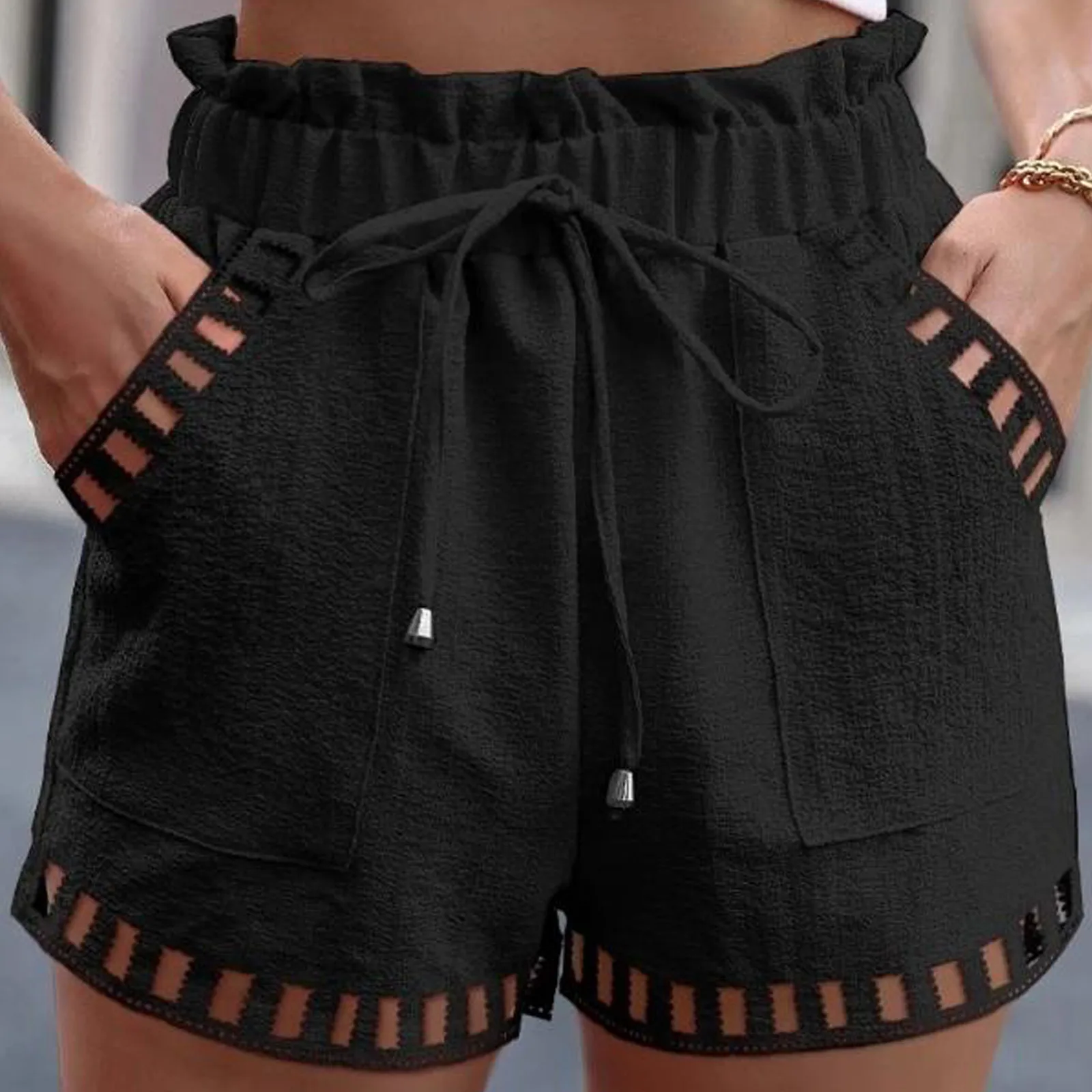Chic Women's Hollow Out Pocket Waist Shorts - image 1