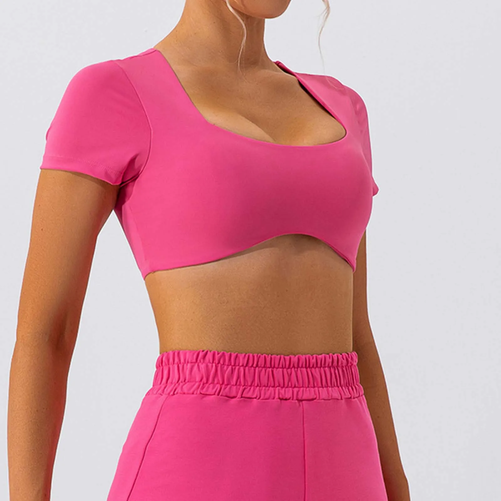 Crop Top Yoga T-Shirt - Bare Feel, Solid Color - image 3